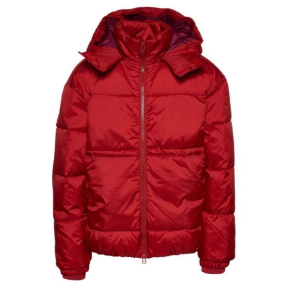 LCKR Red Full Zipper Winter Puffer Hooded Jacket For Men Size Medium - Picture 1 of 14